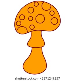 Orange line mushroom. Vector illustration with autumn theme.