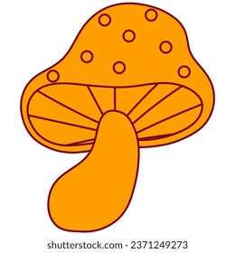 Orange line mushroom. Vector illustration with autumn theme.