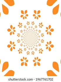 Orange line ornament with patterns of various shapes and textures