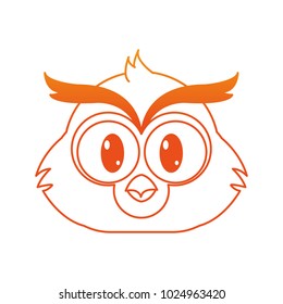 orange line owl head cute animal character