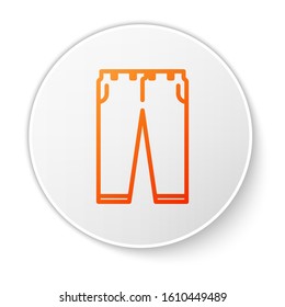 Orange line Pants icon isolated on white background. White circle button. Vector Illustration