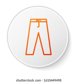 Orange line Pants icon isolated on white background. White circle button. Vector Illustration