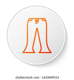 Orange line Pants icon isolated on white background. White circle button. Vector Illustration