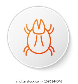 Orange line Parasite mite icon isolated on white background. White circle button. Vector Illustration