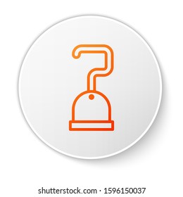 Orange line Pirate hook icon isolated on white background. White circle button. Vector Illustration