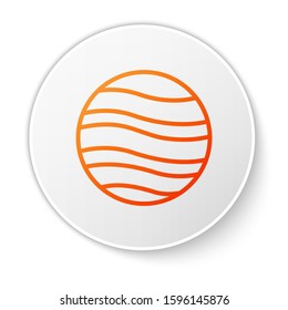 Orange line Planet Jupiter icon isolated on white background. White circle button. Vector Illustration
