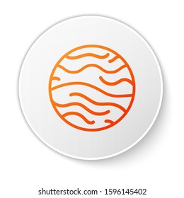 Orange line Planet Venus icon isolated on white background. White circle button. Vector Illustration