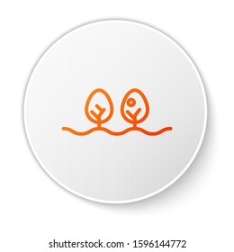 Orange line Plant icon isolated on white background. White circle button. Vector Illustration