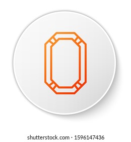 Orange line Poker table icon isolated on white background. White circle button. Vector Illustration