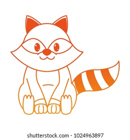 orange line raccoon cute wild animal character