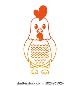 orange line rooster cute farm animal character