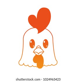 orange line rooster head cute animal character