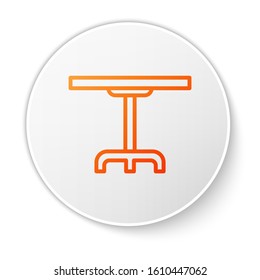 Orange line Round table icon isolated on white background. White circle button. Vector Illustration