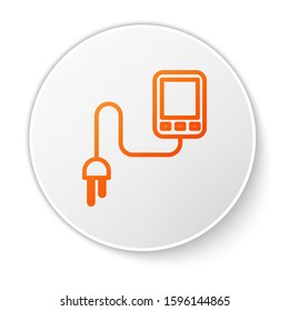 Orange line Sensor icon isolated on white background. White circle button. Vector Illustration