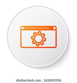 Orange line Setting icon isolated on white background. Adjusting, service, maintenance, repair, fixing. White circle button. Vector Illustration