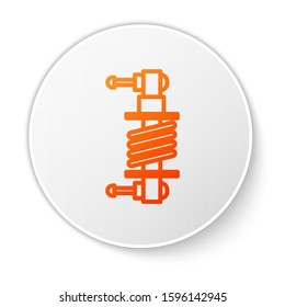 Orange line Shock absorber icon isolated on white background. White circle button. Vector Illustration