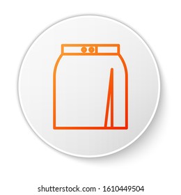 Orange line Skirt icon isolated on white background. White circle button. Vector Illustration