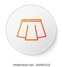 Orange line Skirt icon isolated on white background. White circle button. Vector Illustration