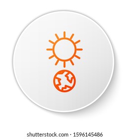 Orange line Solstice icon isolated on white background. White circle button. Vector Illustration
