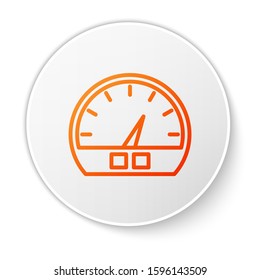 Orange line Speedometer icon isolated on white background. White circle button. Vector Illustration