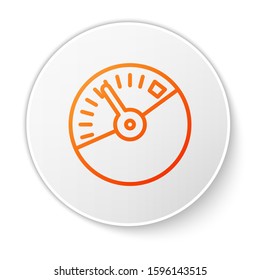 Orange line Speedometer icon isolated on white background. White circle button. Vector Illustration