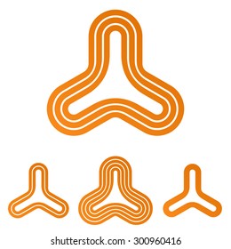 Orange line triangle logo design set