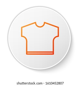 Orange line T-shirt icon isolated on white background. White circle button. Vector Illustration