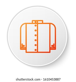 Orange line T-shirt icon isolated on white background. White circle button. Vector Illustration