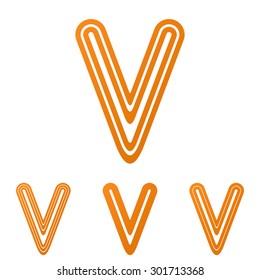Orange line v logo design set