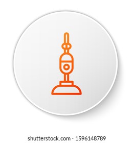 Orange line Vacuum cleaner icon isolated on white background. White circle button. Vector Illustration