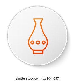 Orange line Vase icon isolated on white background. White circle button. Vector Illustration