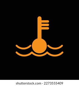 Orange line water temperature indicator icons, showing temperature levels.