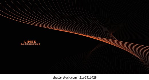 Orange line wave and black background