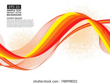 Orange line wave geometric abstract vector background