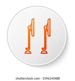Orange line Windscreen wiper icon isolated on white background. White circle button. Vector Illustration