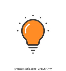 orange linear bulb icon. concept of eco, thinking, ray, genius, halogen, intelligence, ui, creativity. isolated on white background. flat style modern logotype design vector illustration