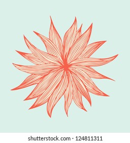 Orange linear isolated flower. Cute floral element for wrappers, covers, cards, textile, prints