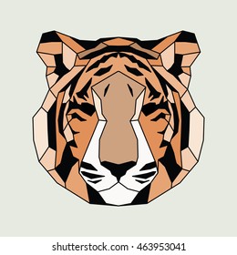 Orange lined low poly tiger