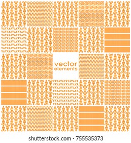 Orange Lines Background Set. Collection of different lines with orange elements on a white background. Abstract pattern