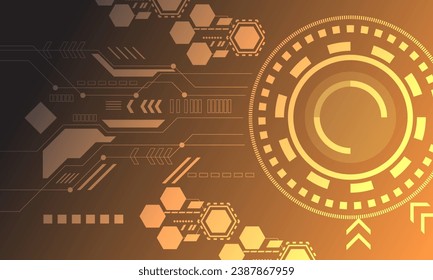 orange lines circuit networking connection technology abstract background