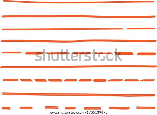 Orange\
lines hand drawn vector set isolated on white background.\
Collection of doodle lines, hand drawn template. Orange marker and\
grunge brush stroke lines, vector\
illustration