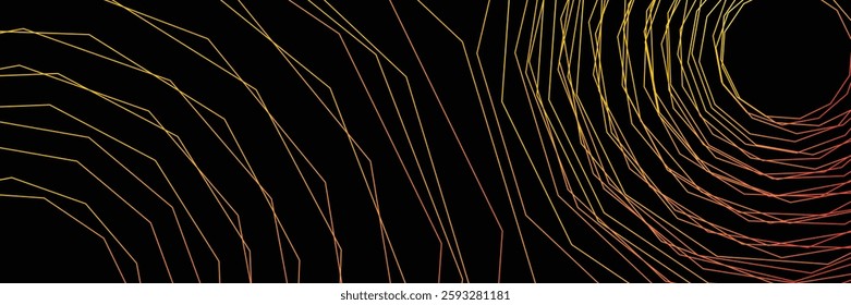 Orange lines techno abstract background overlap layer on dark space with polygon effect decoration. Modern graphic design element stripes style concept for web banner, flyer, card, or brochure cover