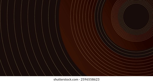 Orange lines techno abstract background overlap layer on dark space with circles effect decoration. Modern graphic design element stripes style concept for web banner, flyer, card, vector eps 10