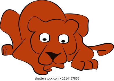 orange lion with big eyes