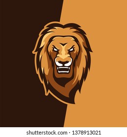 Orange Lion E-Sport Mascot Emblem Badge Esport Logo Game Design. Identity for gamer streamer club