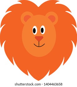 Un león anaranjado sonriendo, vector, dibujo a color o ilustración. 