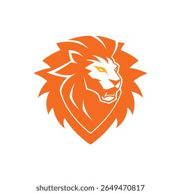 Orange Lions Logo. Orange Color Simple Lion Head logo Design.