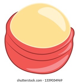 Orange lip balm in red round container vector color drawing or illustration 