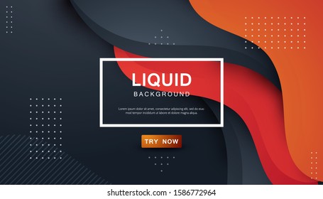 Orange liquid background. Dynamic textured geometric element design with dots decoration. Modern gradient light vector illustration.