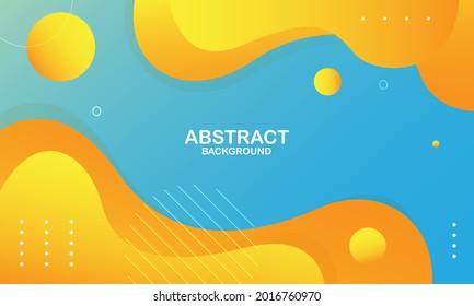 Líquido naranja con fondo azul. Composición dinámica de formas. Vector Eps10